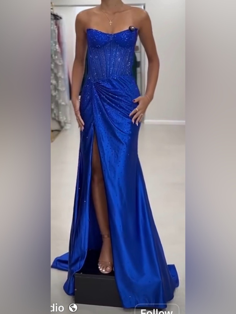 Designer exclusive - size 0 - NWT Royal Blue Evening Gown with Side Slit